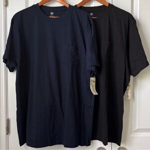 2 NWT Men’s XL Pocket SS Tees T-Shirts Navy & Black Islandia New